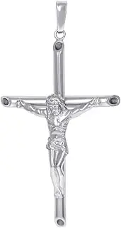 [JewelryWeb] 925 Sterling Silver Unisex Crucifix Cross Religious Charm Pendant Necklace 57.6x30.5mm Wide-Pendant for Women