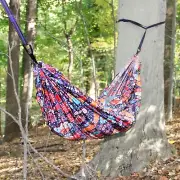 Single Person Hammock with Tree Straps for Outdoor Camping Adventures Flowers