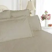 Shangri La Broderie Anglaise Sheet Set Latte Double