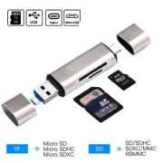 Qkens SD TF Card Reader Portable Micro USB Dual Slot Flash Memory Card Adapter