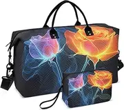 [ZRYSMY] Transparent Rose Blue Duffel Bag for Traveling, Travel Bag Gym Bag, with Multiple Interior Pockets Shoulder Weekender Bag for Women Men with Toiletry Bag 20.5L x 1.9W x 13.8H, Multi-Colored