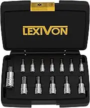 LEXIVON Torx Bit Socket Set, Premium S2 Alloy Steel | 13-Piece Star T8 - T60 Set | Enhanced Storage Case (LX-143)