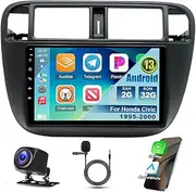 Oskkude 9 Inch Android 13 Car Stereo for Honda Civic 1995-2000 Touch Screen Car Audio Receiver w/Wireless Carplay Android Auto GPS Navigation Bluetooth FM AM AHD SWC Backup Camera Mic, 2+32G