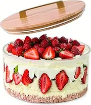 Rkyhwowby Large Salad Bowl, 8 Inch Trifle Bowl Glass with Sealed Lid, Versatile Mixing and Serving Bowl for Laying Ice Cream,Cake,Cupcake,Salad,Fruit,Baking,Dessert and Party Diy, Microwave Safe