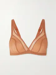 [NUBIAN SKIN] NUBIAN SKIN - Stretch-tulle Soft Cup Bra - Tan - 30 D/DD 30 D/DD Brown