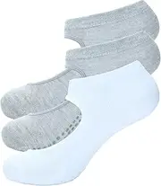[ASSOTS] LONDON Men's Grip Yoga Socks, Pack of 3 Socks, Color - 1 White, 2 Grey