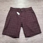 Brixton Shorts 30 Brown Plaid Choice Chino Short Pockets Button Adult Casual