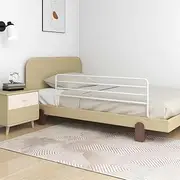 Toddler Safety Bed Rail - Adjustable Width 76-137 cm, White Iron - Fits Most Beds with Mattress Thickness 3-20 cm - Suitable for Ages 18 Months to 5 Years