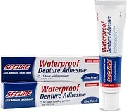 [Secure] Waterproof Denture Adhesive - Zinc Free - Extra Strong 12 Hour Hold - 1.4 oz (Pack of 2)