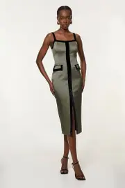 Geo Jacquard Velvet Mix Tailored Strappy Maxi Dress