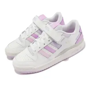 【adidas 愛迪達】休閒鞋 Forum Low W 女鞋 白 粉紫 粉紅 魔鬼氈 復古 三葉草 愛迪達(FZ5946)