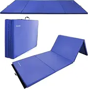 Folding Exercise Gymnastics Mat, 4'x8'x2" Gym Workout Mat with Carrying Handles High-Density Anti-Tear Portable Fitness Aerobics Mats for Home Gym Yoga Pilates Tumbling MMA Core Training
