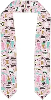 [SKKNT] Sweet Ice Cream Print Graduation Shawl Stole For Academic Commencements Honor Sash Congratulations Gift
