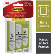 Command Assorted Picture Hanging Strips, Big Pack, 8 Sets Large, 6 Sets Medium,