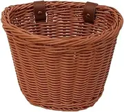 AIMALL Universal Retro Rattan Bicycle Basket for Kids Scooter Electric Bike – Large Capacity Front Hanging Bag – 7.8"x5.9"x6.6" Vintage Brown