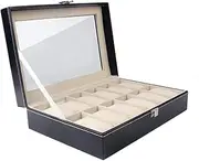 [CFZSALK] Watch Box Watch Holder Watch Showcase Organizer Display 12 Slot Watch Box Organizer Clear Lid Jewellery Holder Classic Storage Case Watch Case KeYJ