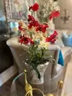 Cymbidium Orchid Distress Silver Embossed Arrangement Vase