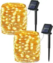Brizled 2 Pack Solar String Lights, Total 132FT 400 LED Outdoor Warm White