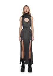 [DARKER WAVS] Chord Hooded Cut Out Dress