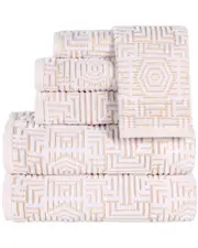 Superior Jasper Cotton Modern Geometric Jacquard Plush 6pc Towel Set