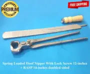 Hoof Nipper Spring with Lock srew 12" with Hoof RASP 14" Farrier tools trimmer