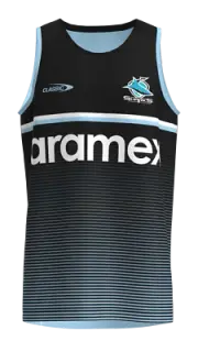NRL 2023 Training Singlet - Cronulla Sharks - Black - Rugby League - CLASSIC