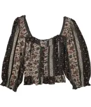 American Eagle Womens Floral Peasant Blouse, Multicoloured, X-Large