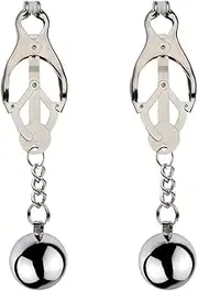 Adjustable Large Metal Nipple Clips Body Decoration Nipple Clamps Non-Piercing Strong with Weights for Women Girls (butterfly clip)