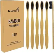 Hard Toothbrush Bamboo Toothbrush For Adult Manual Toothbrsuh Hard Bristles Pack Of 6