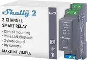 Shelly Pro 2 | Wi-Fi, LAN & Bluetooth 2 Channel Smart Relay | Home & Facility Automation | Compatible with Alexa & Google Home | iOS Android App | Lights Automation | Controller for Motorized Valve