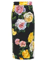 [Dolce & Gabbana] Dolce & Gabbana-Floral Longuette Skirt Gonne Multicolor-Donna 42IT Multicolor