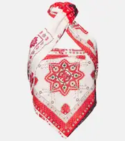 [Marant Etoile] Marant Etoile Feyza halterneck printed cotton top AU 10 red