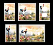 COUNTRY ROOSTER ON A FENCE FLORAL #38 LIGHT SWITCH COVER PLATE U PICK SIZE