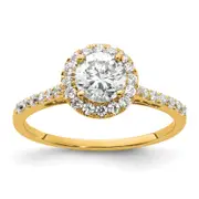 14k Yellow Gold 1/4 Ct. Lab Grown Diamond VS/SI+ G+ 3/4 Ct. Center Halo Engagement Ring