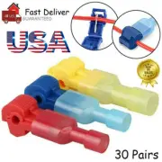 60PCS T-Tap Splice Wire Connector Insulated Spade Electrical Crimp Terminals Set