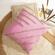 Tassels Pink Cushion Cover 50*50 cm Beige Pillow Cover Handmade Boho rustic decor cream Moroccan Cushions Hand Tufted Cushion