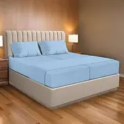 Ready To Rest 100% Egyptian Cotton Split King Sheets Sets for Adjustable Bed 5 Piece, Fits Mattress Upto 16" Deep, Hotel Luxury, Ultra Soft, Cooling Bed Sheets, Light Blue Solid
