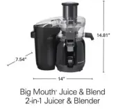 Hamilton Beach Versatile 2-in-1 Design Juicer + Blender 800-W 20-oz in Black