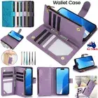 For iPhone 16 15 14 13 12 11 Pro Max XR 8 Plus Case Leather Zipper Wallet Cover