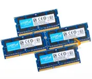32GB Crucial 4x 8GB 2Rx8 PC3-10600S DDR3-1333Mhz CL9 SODIMM Laptop Memory RAM %9
