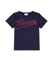 [Gucci Kids] Gucci Kids Printed cotton jersey T-shirt Y 6 blue