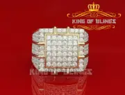 5.30ct Cubic Zirconia Yellow Hip Hop Square Men's Adjustable Ring From SZ 9 to11