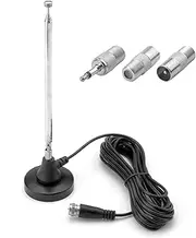 DAB FM Radio Antenna Indoor Digital Telescopic Aerial with 3m Extension Cable Magnetic Base for Home Theater AV Audio Video Receiver 75 Ohm DAB DAB+ FM Radio Home Stereo Receiver