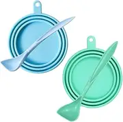 4Pcs Pet Food Can Lids Safe Food Grade Covers for Dog Cat Cans Dishwasher Safe for Home Use with Feeding Spoons for Pet Owners