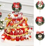 New Year Party Cake Topper Bow Tie Leaves Xmas Tree Bell Cake Decorations