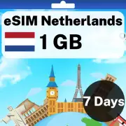 eSIM Netherlands - 1 GB - 7 Days - Travel eSIM | QR code activation