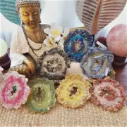 7 Pack Chakra Crystal Gemstone & Resin Geode (GEO13)
