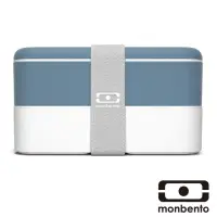 在飛比找momo購物網優惠-【MONBENTO】雙層餐盒-牛仔藍/白(MB-120002