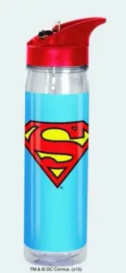 DC Comics Superman S Chest Logo Plastic Flip Top Water Bottle NEW UNUSED #18706