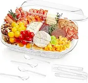 [Lifewit] Chilled Serving Tray with Lid, 15" Party Platter with 6 Ice Cube Tray, Divided Serving Bowl for Taco, Fruit, Salad, Mimosa Bar Supplies, Veggie, Sushi, Charcuterie in Party/Buffet